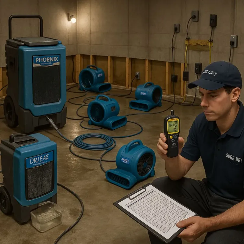 Structural Drying and Dehumidification process in Stamford, TX